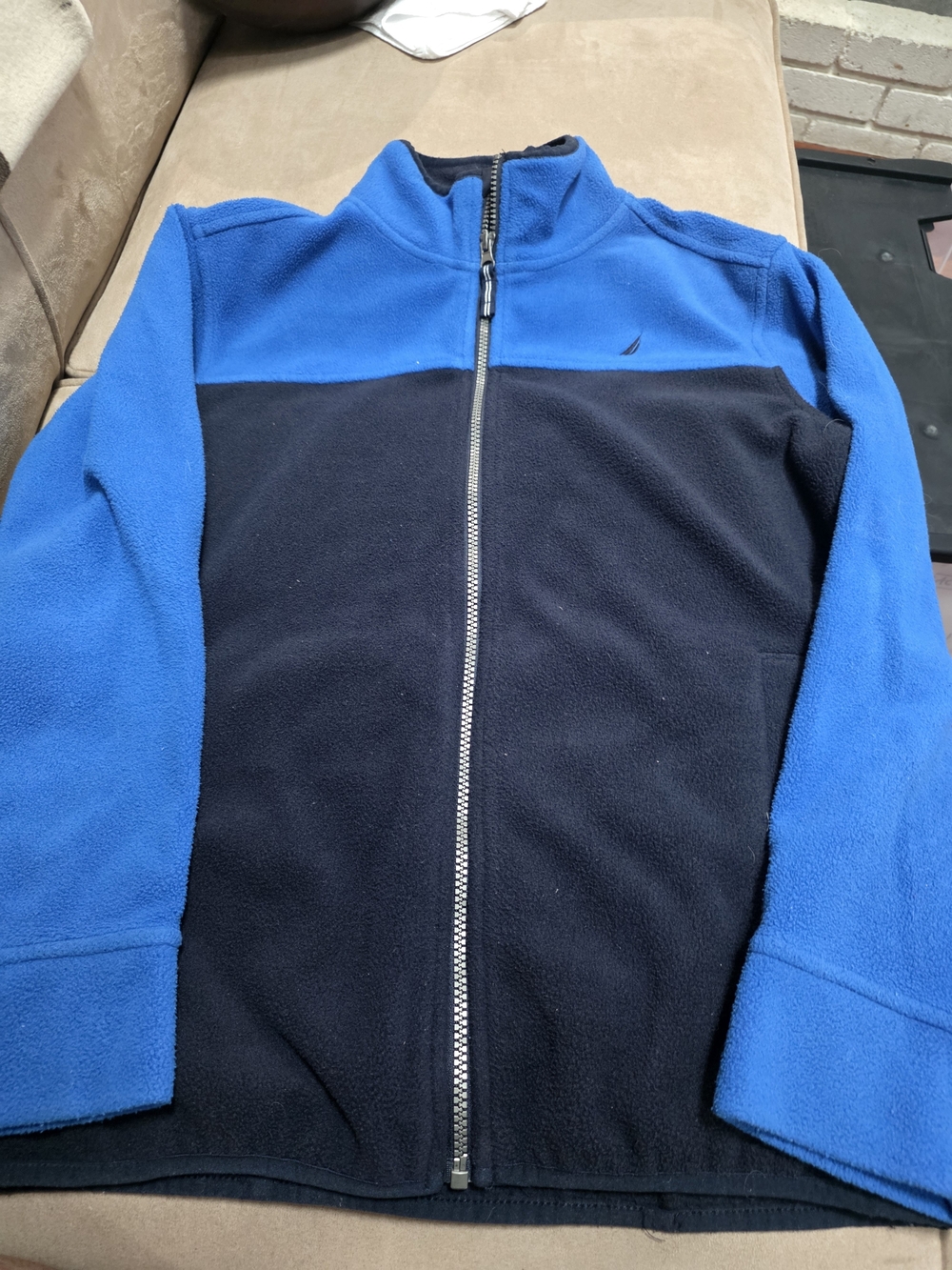 Nautica Kids' Blue and NAVY  Fleece Jacket SIZE 14-16 (L)